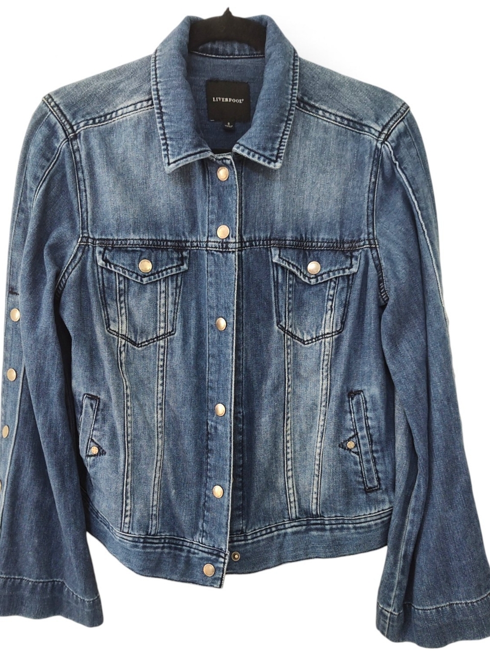 Liverpool Medium Blue Denim Jacket with Snap Buttons, S
